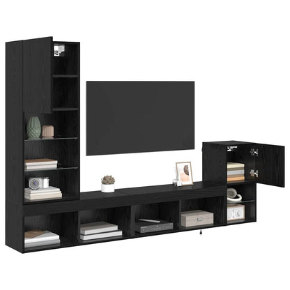 Unità per TV a Muro Rovere Nero Legno multistrato