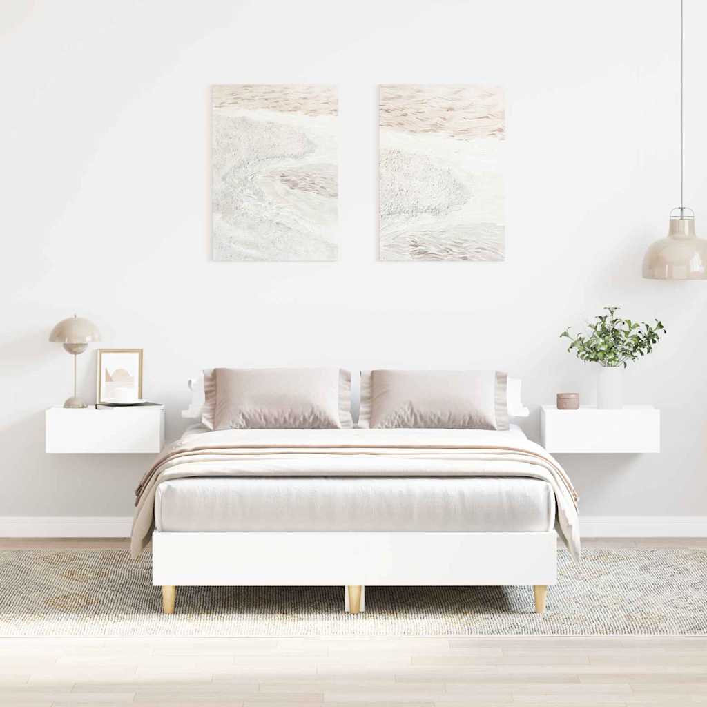 Struttura del letto Bianco 137 x 190 cm Legno multistrato | homemem39
