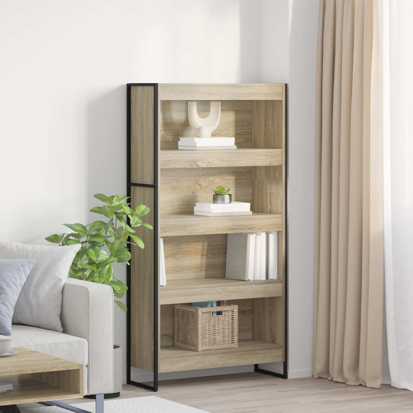 Armadio per Libri 80 x 30 x 155 cm Legno multistrato Sonoma | homemem39