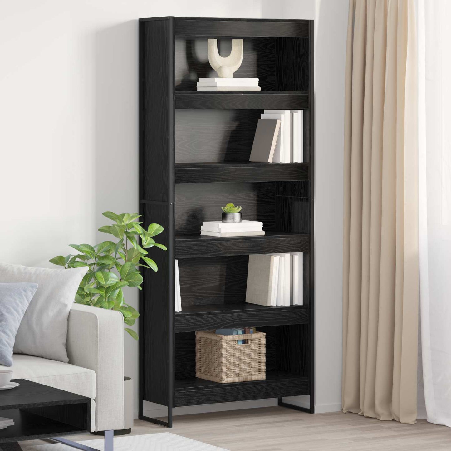 Armadio per Libri 2 pcs Rovere Nero 80 x 30 x 155 cm