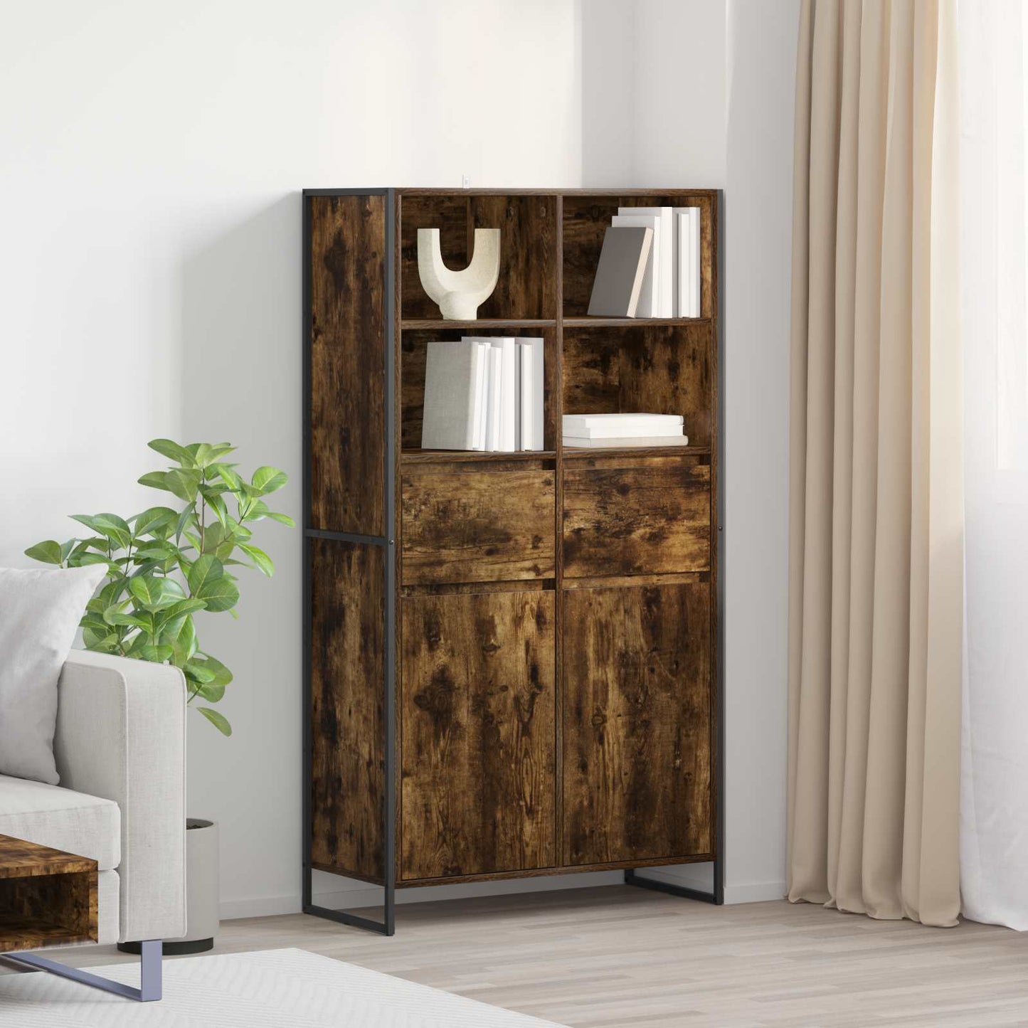 Credenza con cassetto 2 pcs Quercia Fumosa 81 x 36 x 150.5 cm