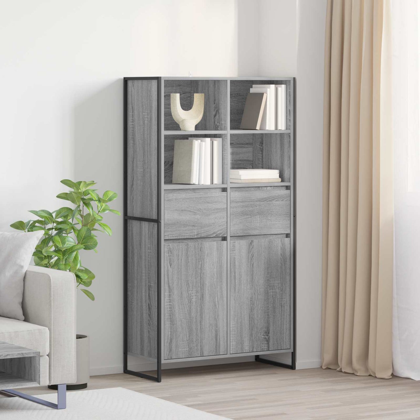 Credenza con cassetto 2 pcs Grigio Sonoma 81 x 36 x 150.5 cm