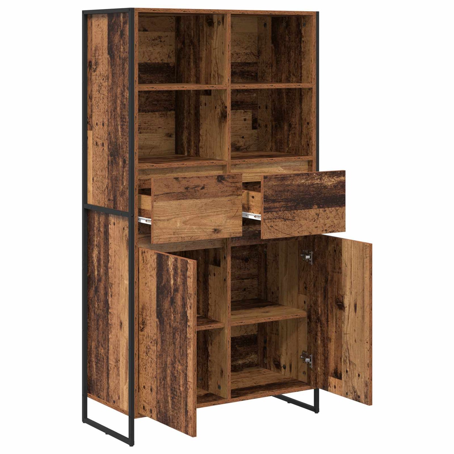 Credenza con cassetto 2 pcs Legno vecchio 81 x 36 x 150.5 cm