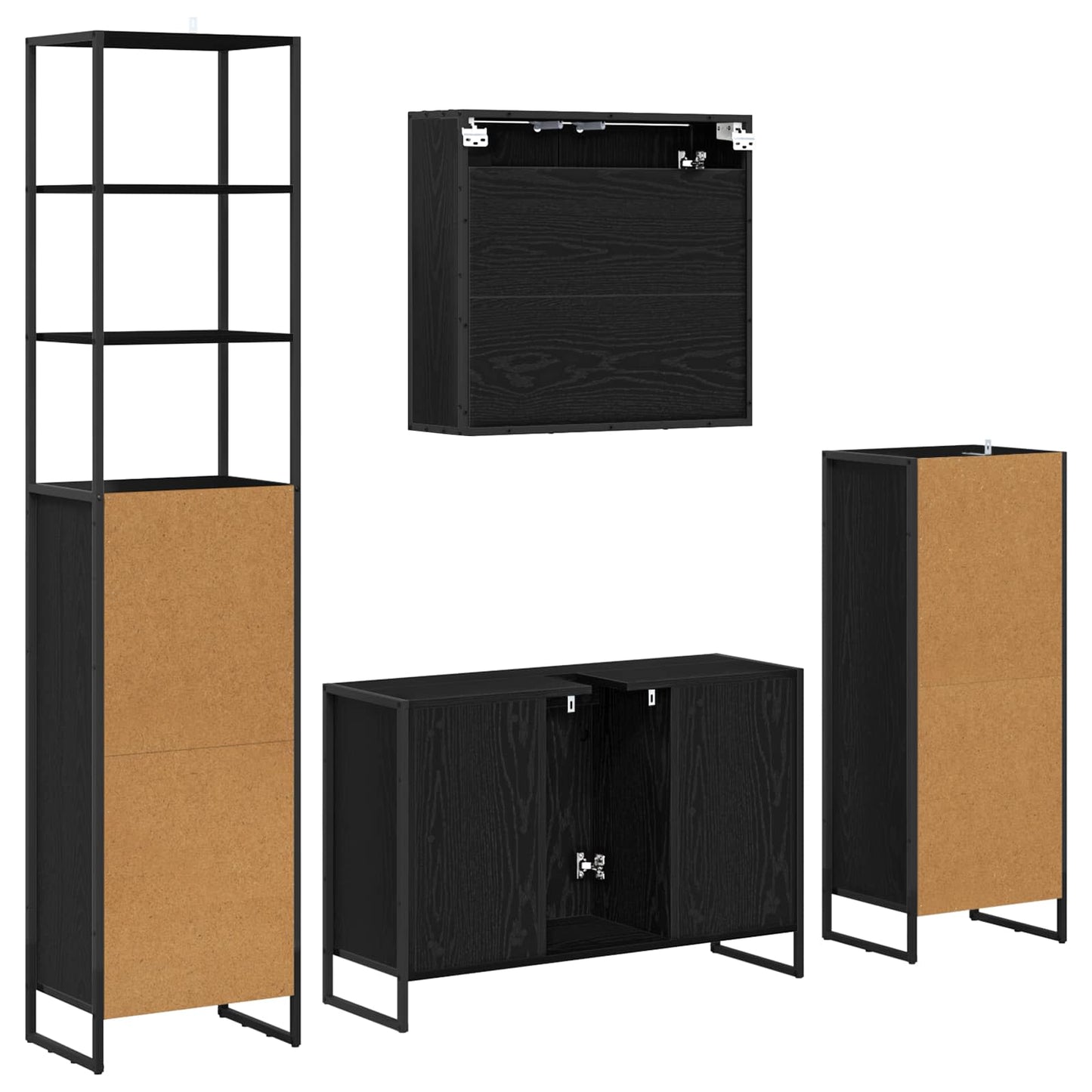 Set di mobili per il bagno Rovere Nero Legno multistrato | homemem39
