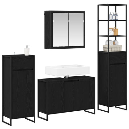 Set di mobili per il bagno Rovere Nero Legno multistrato | homemem39