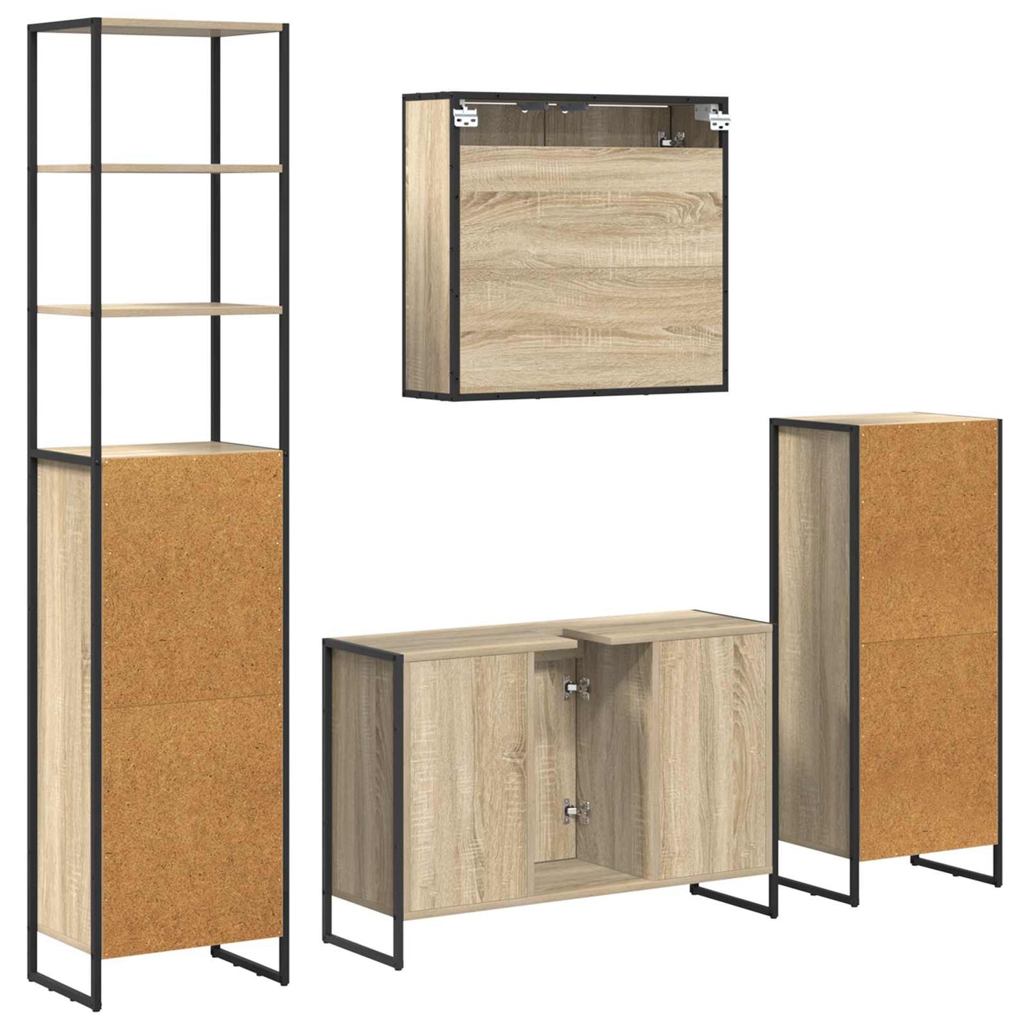 Set di mobili per il bagno Rovere Sonoma Legno multistrato | homemem39