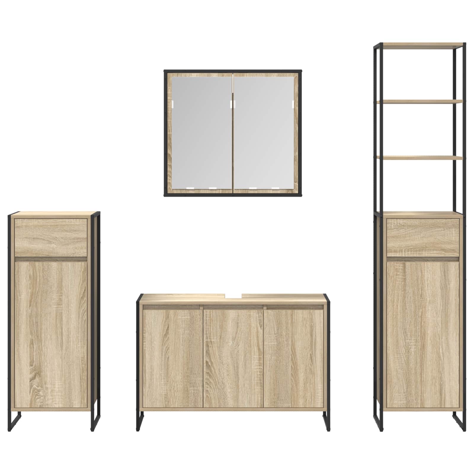 Set di mobili per il bagno Rovere Sonoma Legno multistrato | homemem39