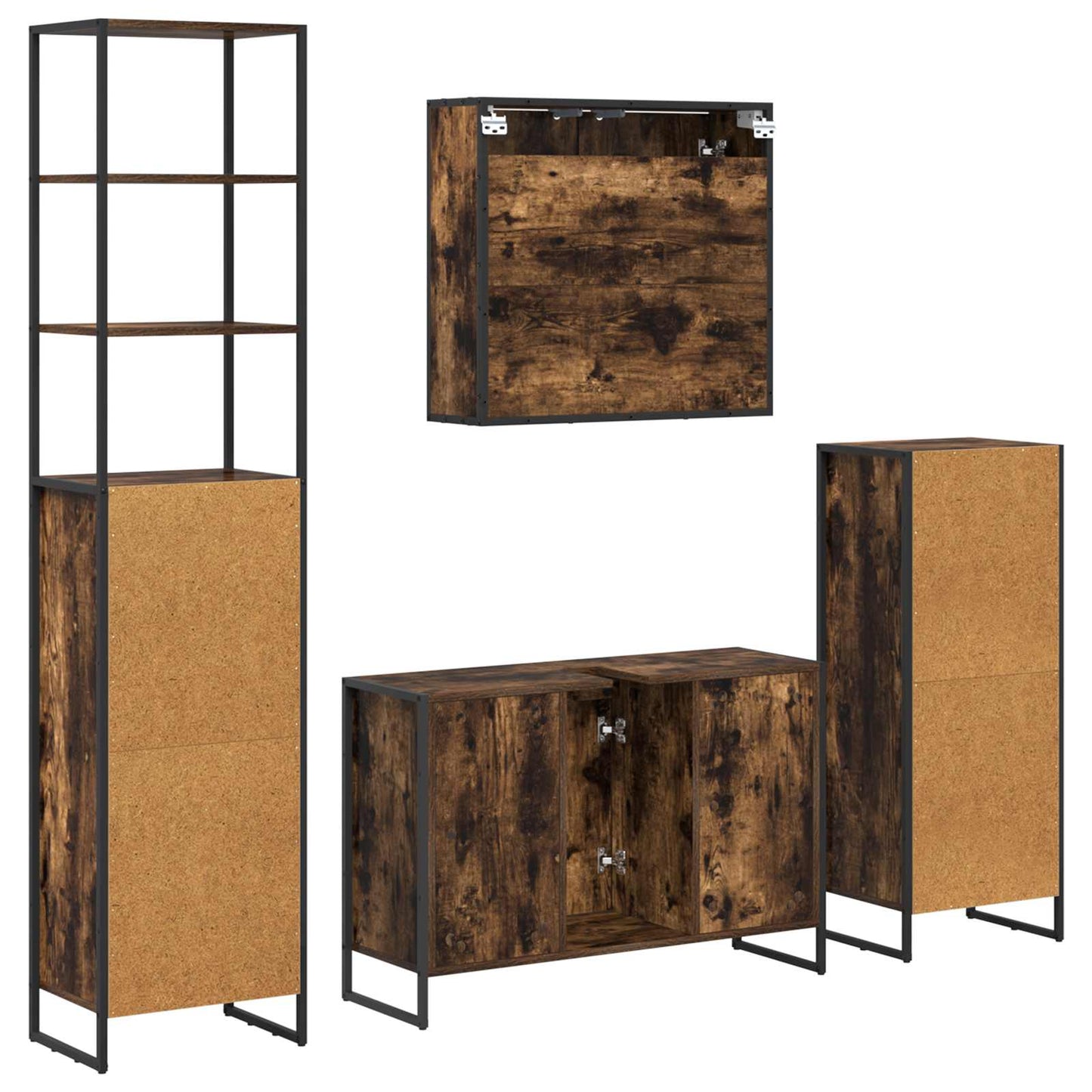 Set di mobili per il bagno Rovere fumé Legno multistrato