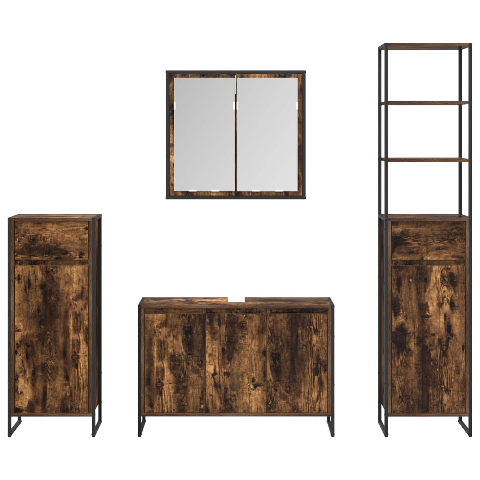 Set di mobili per il bagno Rovere fumé Legno multistrato | homemem39