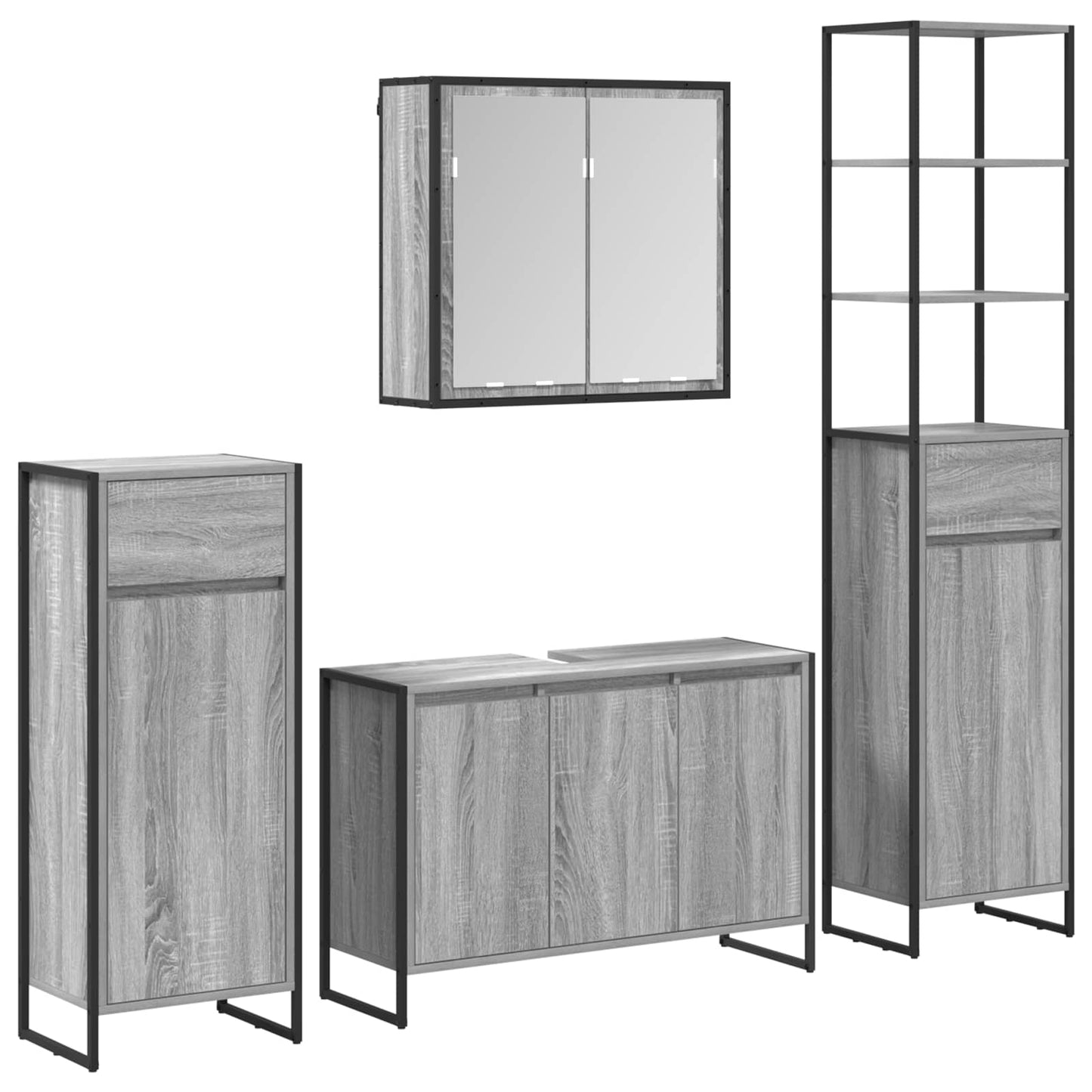 Set di mobili per il bagno Grigio Sonoma Legno multistrato | homemem39