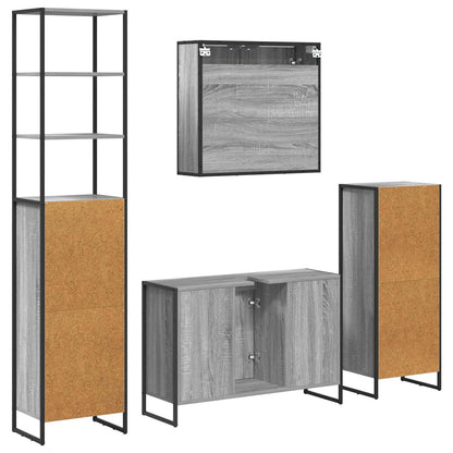 Set di mobili per il bagno Grigio Sonoma Legno multistrato | homemem39