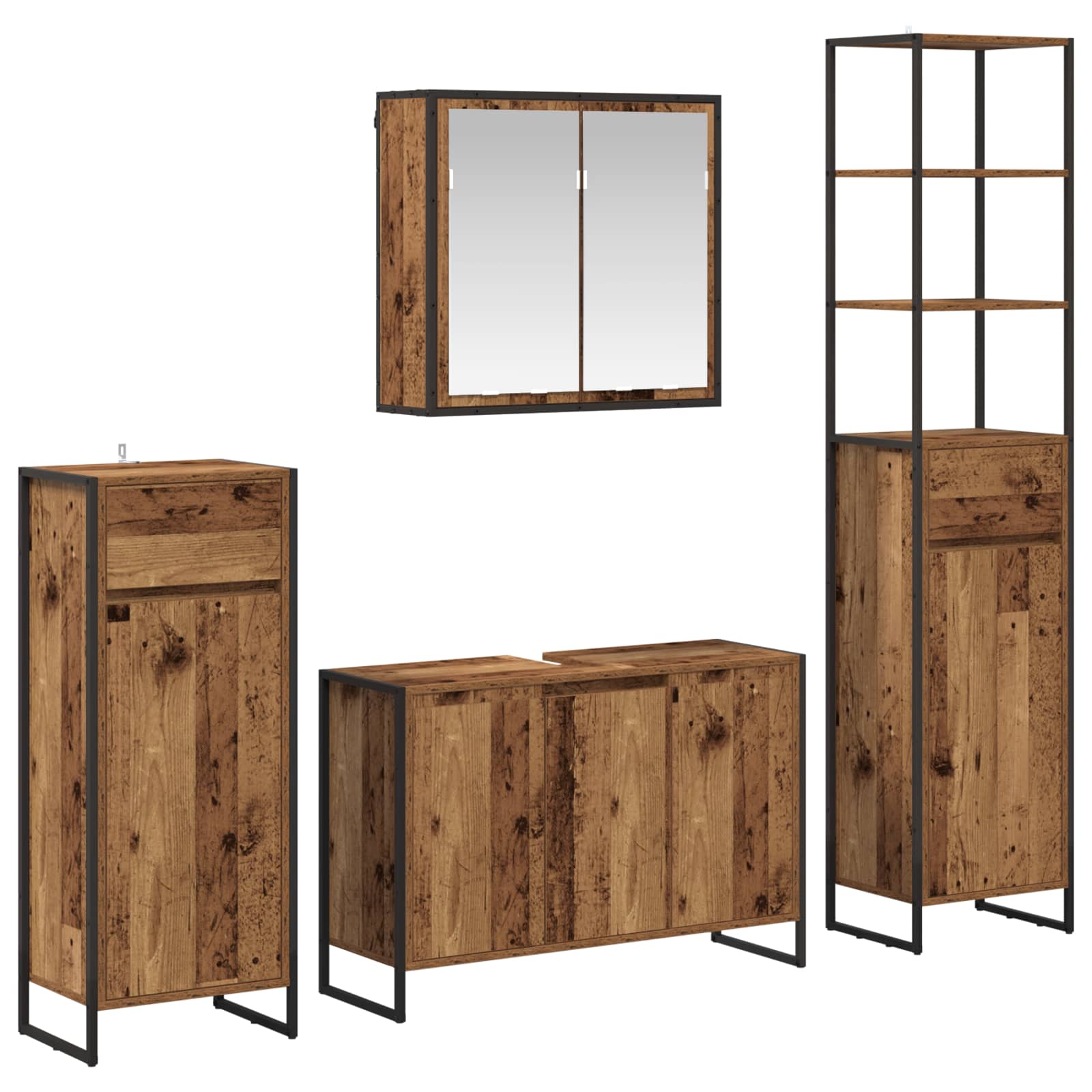 Set di mobili per il bagno Legno vecchio Legno multistrato | homemem39