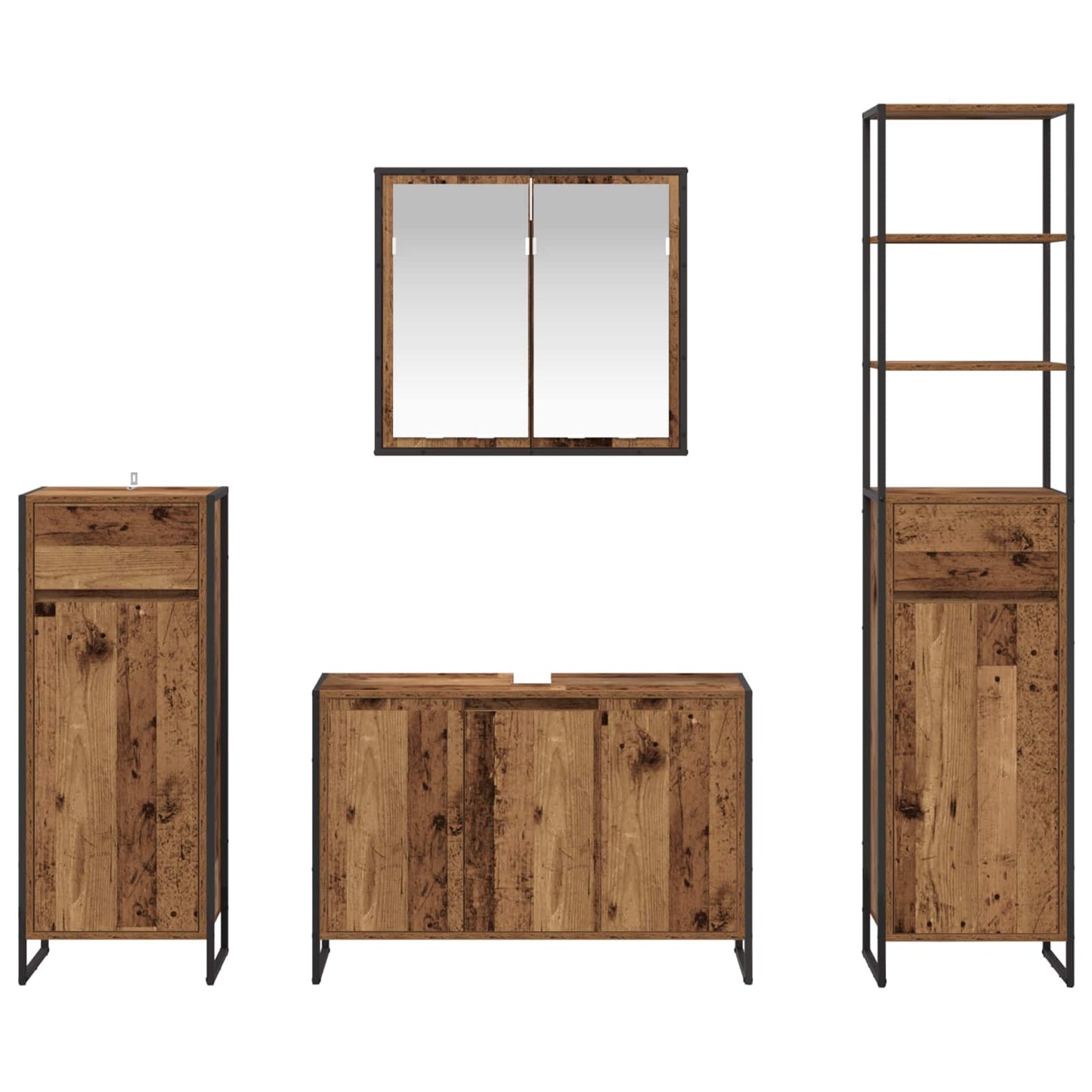 Set di mobili per il bagno Legno vecchio Legno multistrato | homemem39