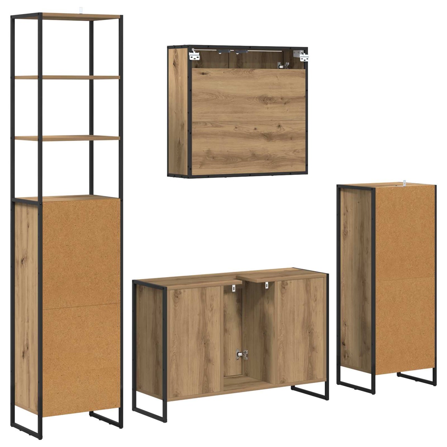 Set di mobili per il bagno Rovere artigianale Legno multistrato | homemem39
