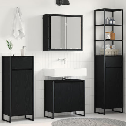 Set di mobili per il bagno Rovere Nero Legno multistrato | homemem39