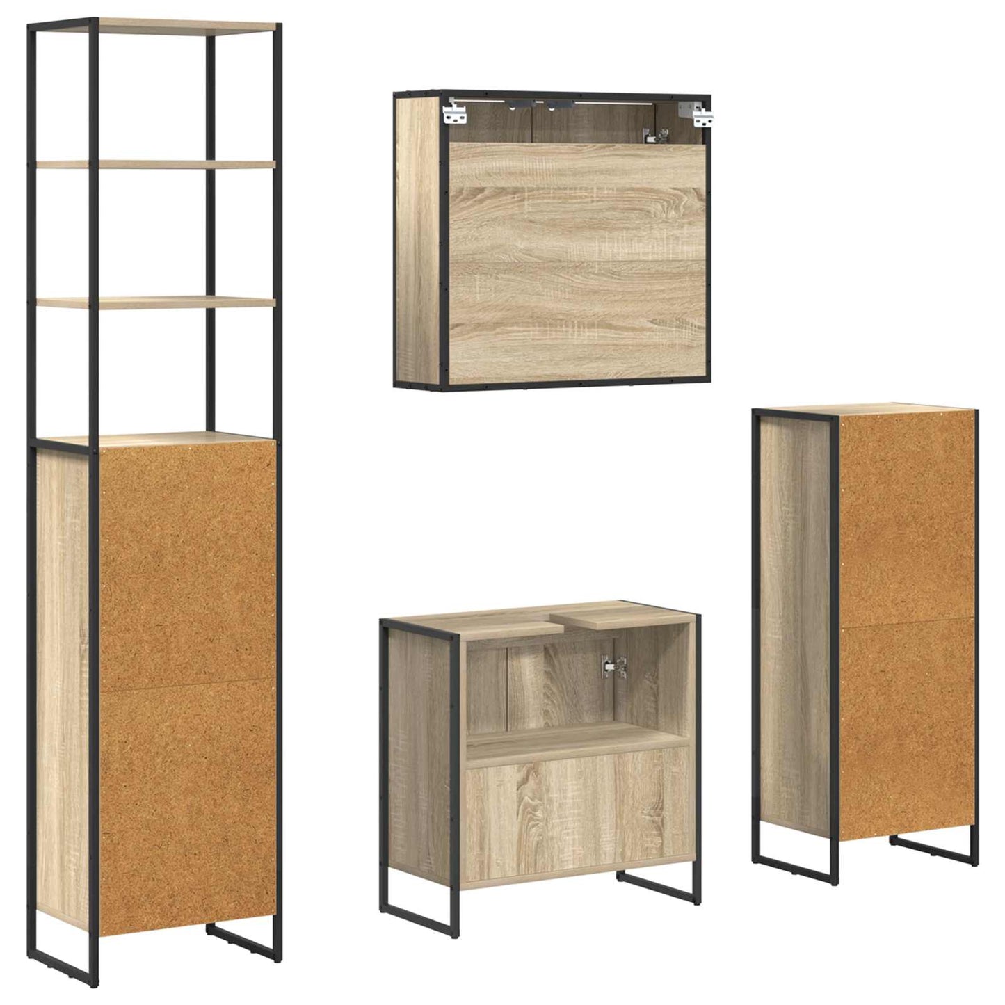 Set di mobili per il bagno Rovere Sonoma Legno multistrato