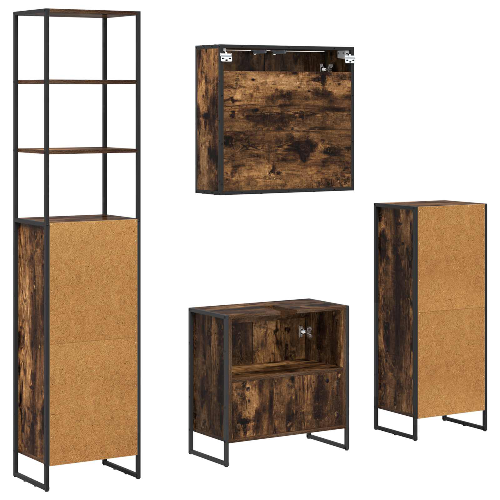 Set di mobili per il bagno Rovere fumé Legno multistrato | homemem39