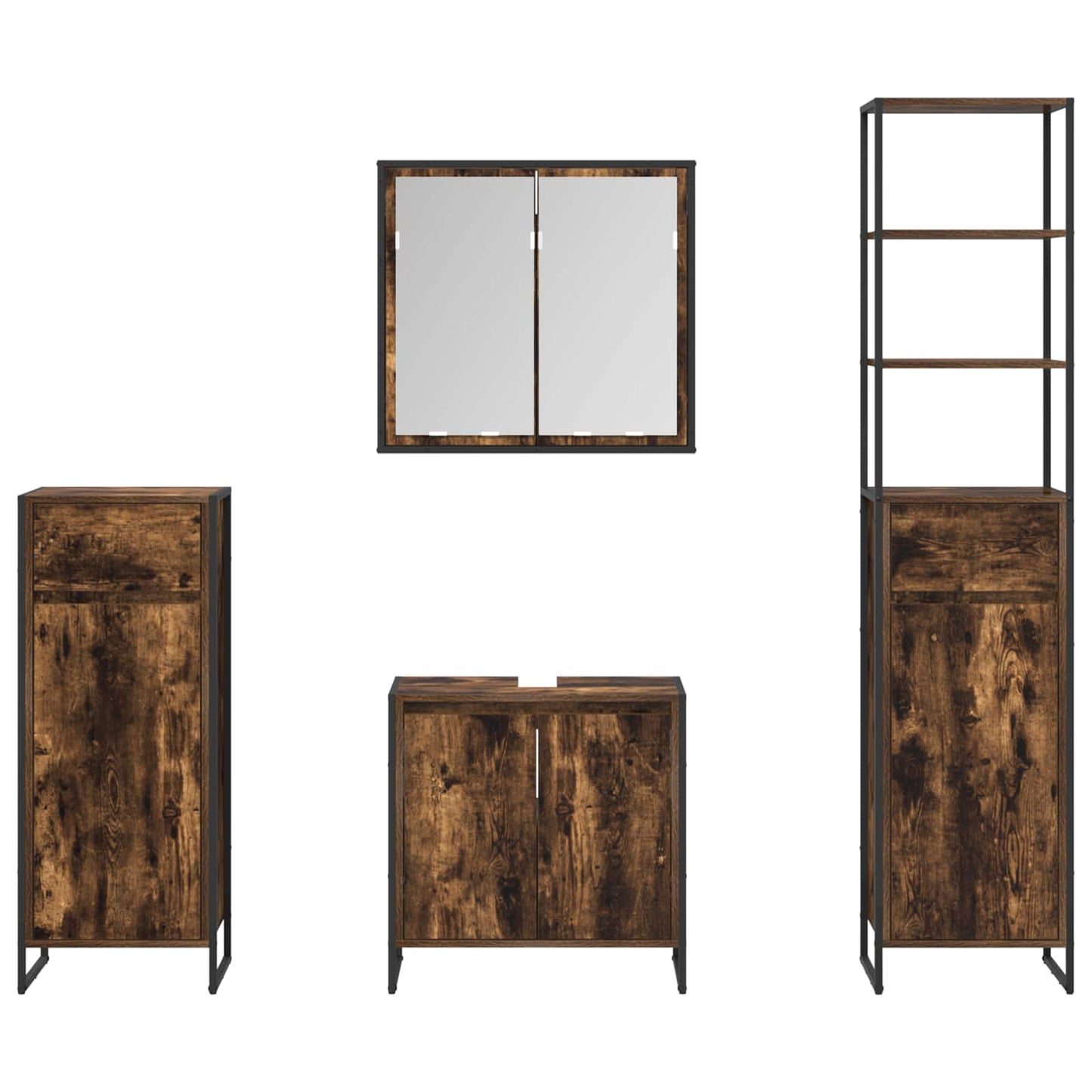 Set di mobili per il bagno Rovere fumé Legno multistrato | homemem39