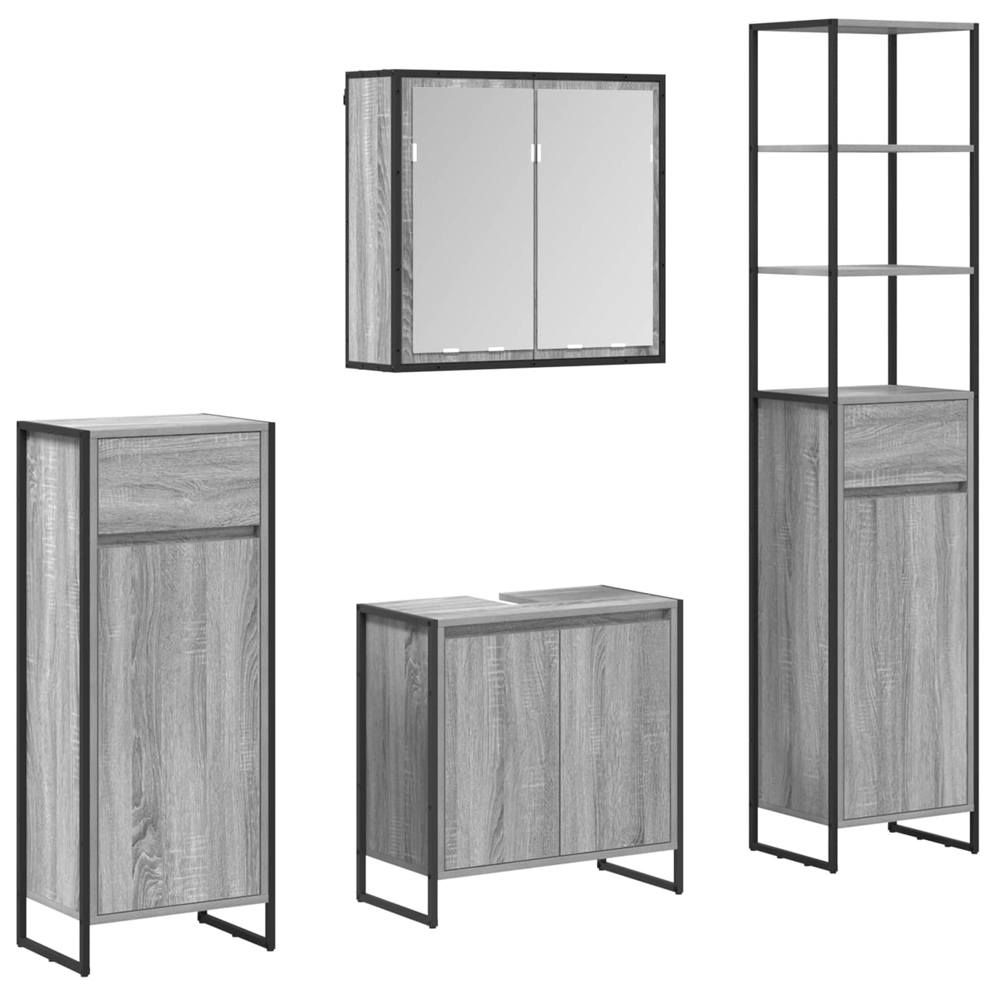Set di mobili per il bagno Grigio Sonoma Legno multistrato | homemem39