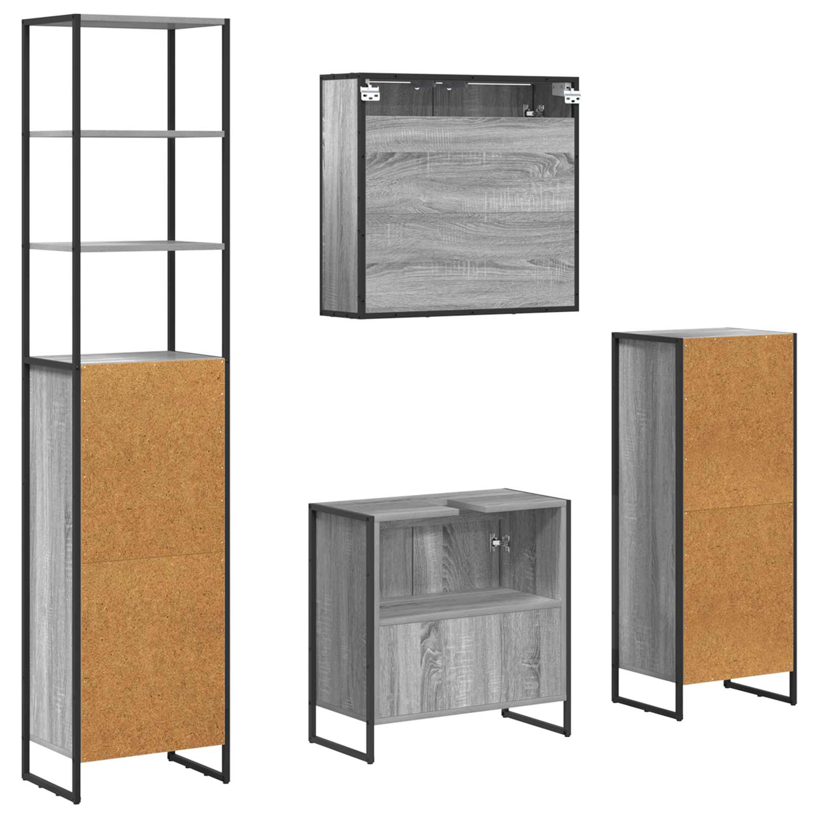 Set di mobili per il bagno Grigio Sonoma Legno multistrato | homemem39