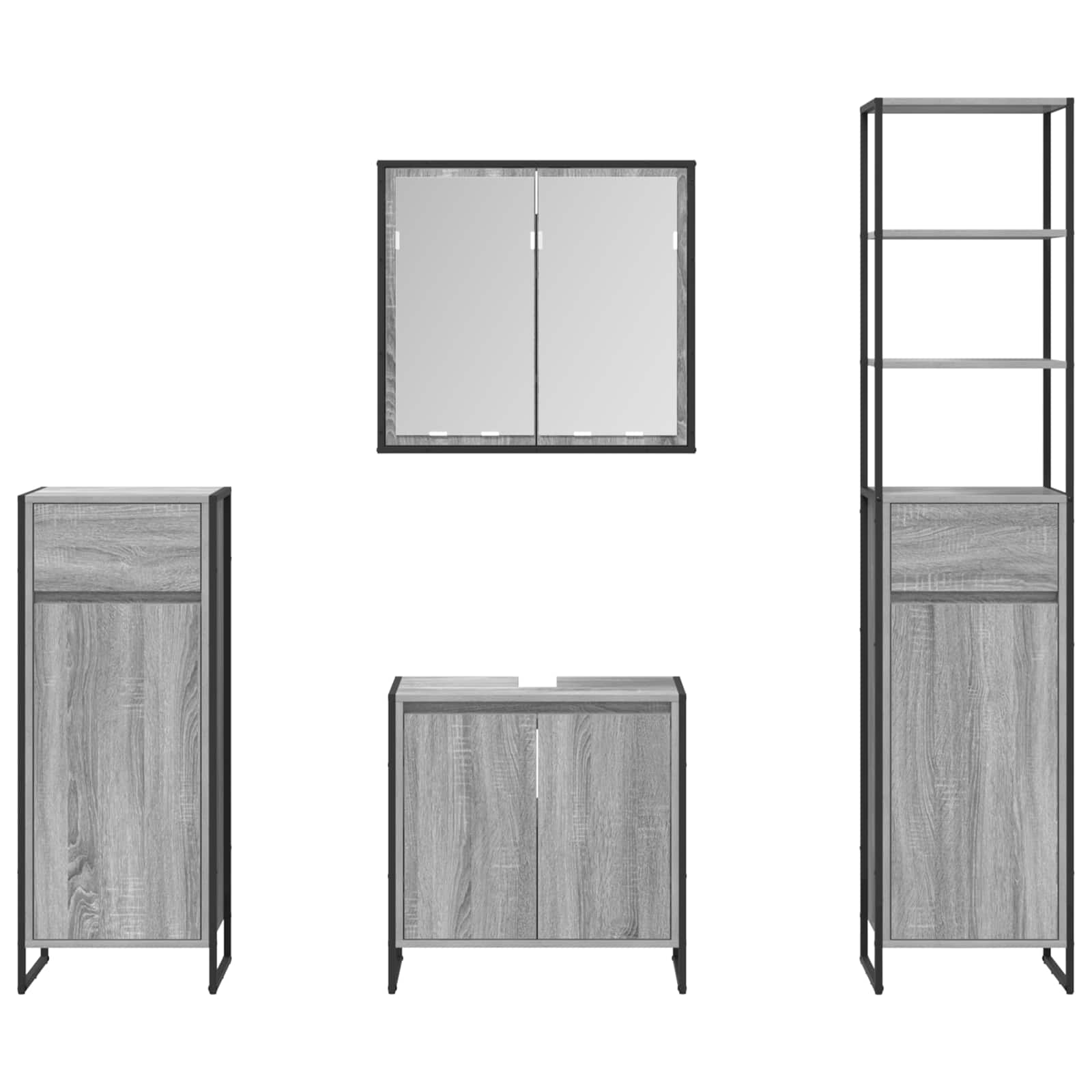 Set di mobili per il bagno Grigio Sonoma Legno multistrato | homemem39
