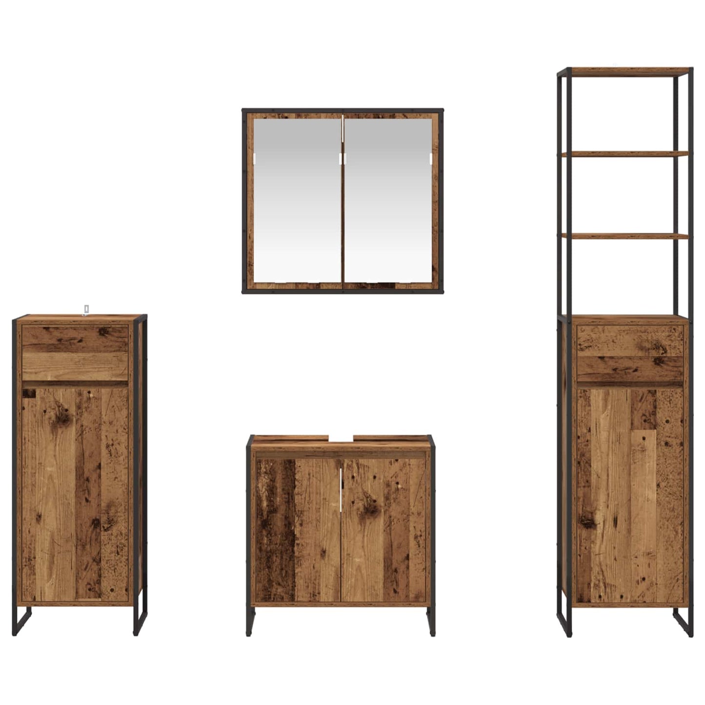 Set di mobili per il bagno Legno vecchio Legno multistrato | homemem39