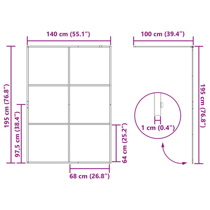 Parete Doccia Walk-in Nero 140 x 195 cm vetro temperato | homemem39