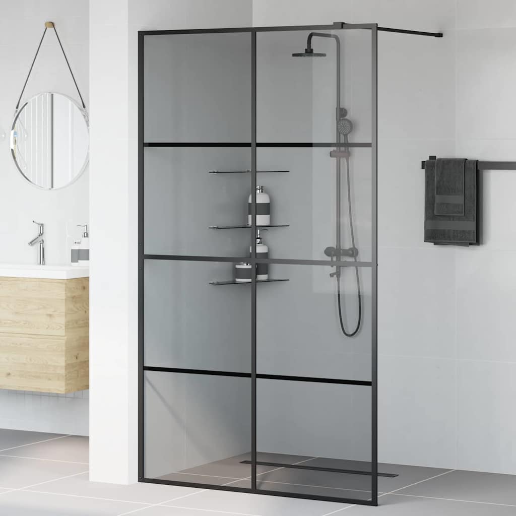 Parete Doccia Walk-in Nero 115 x 195 cm vetro temperato | homemem39