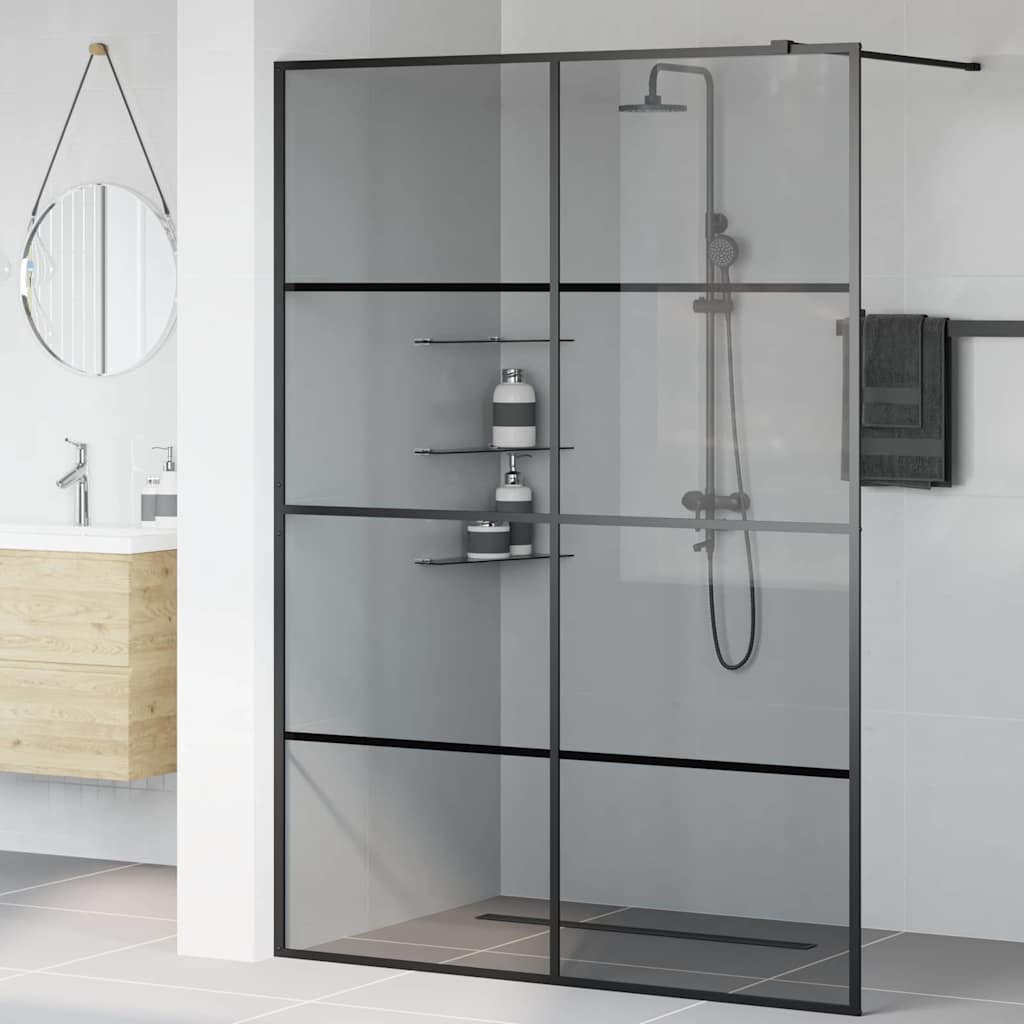 Parete Doccia Walk-in Nero 140 x 195 cm vetro temperato | homemem39