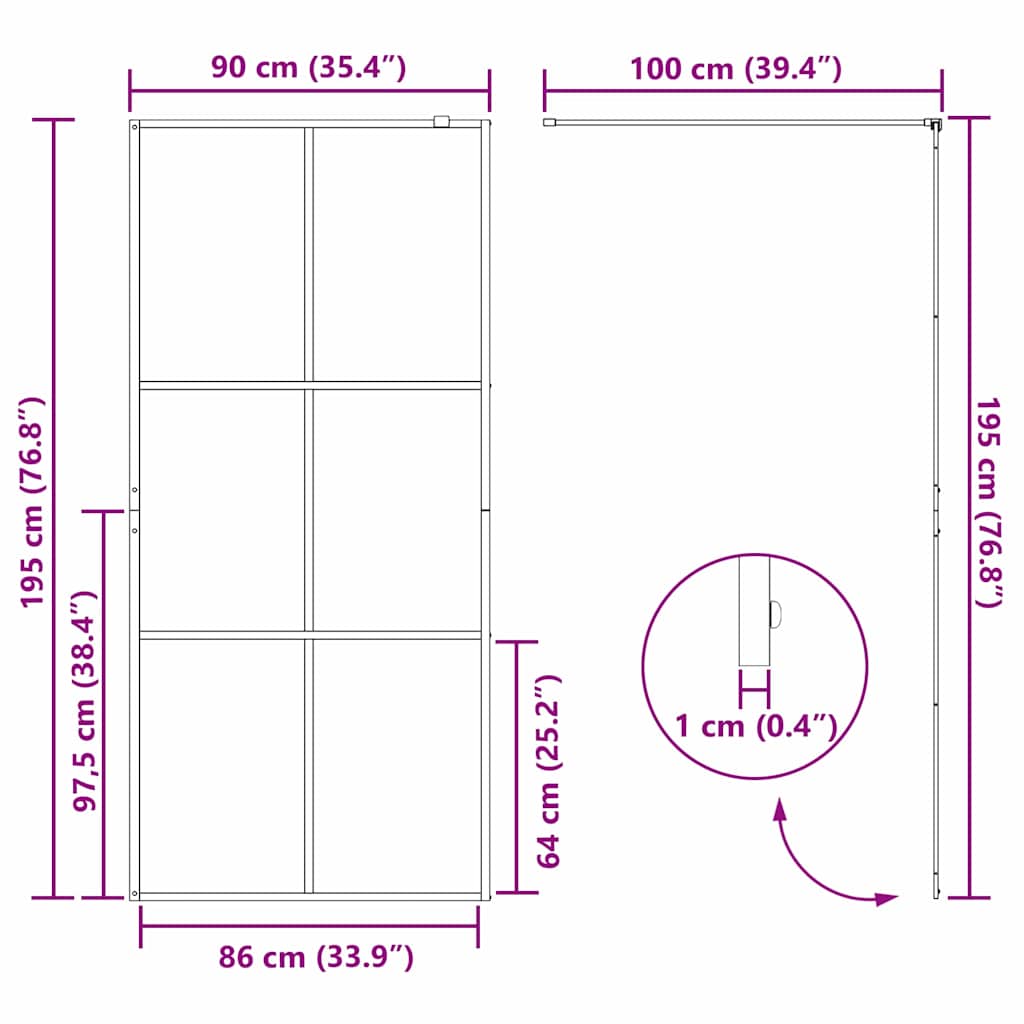 Parete Doccia Walk-in Oro 90 x 195 cm vetro temperato | homemem39