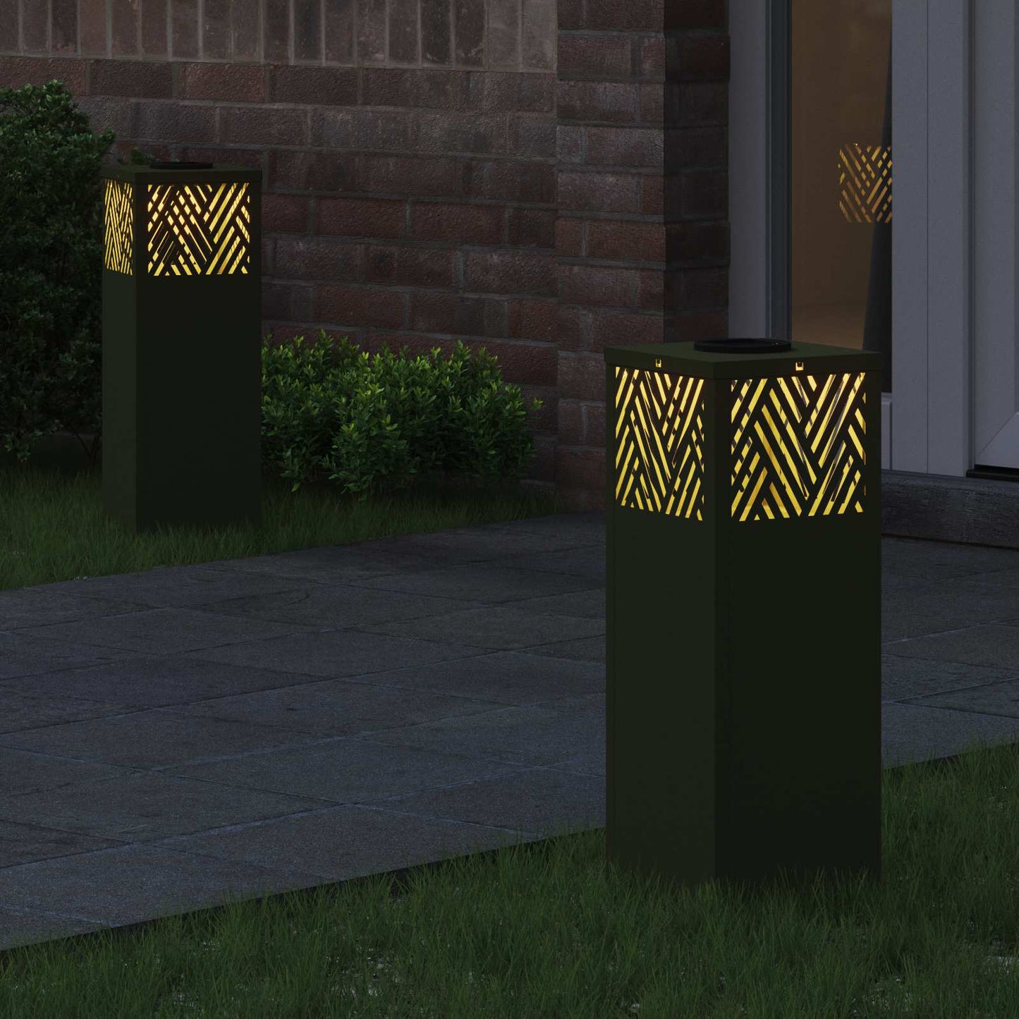 Faro LED solare per sentieri 2 pcs Verde oliva