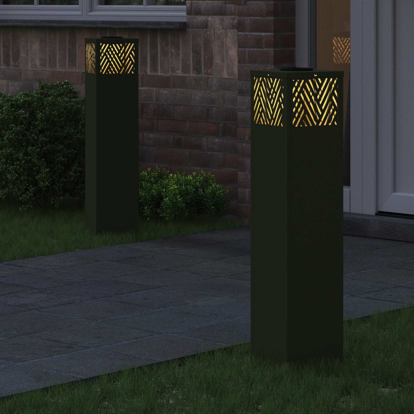 Faro LED solare per sentieri 2 pcs Verde oliva