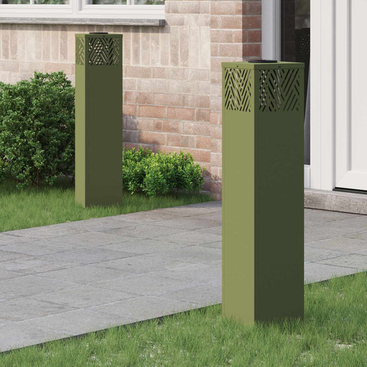Faro LED solare per sentieri 2 pcs Verde oliva | homemem39