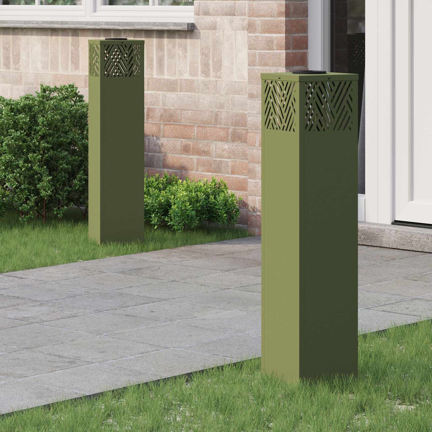 Faro LED solare per sentieri 2 pcs Verde oliva