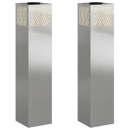 Faro LED solare per sentieri 2 pcs Argento Acciaio inossidabile