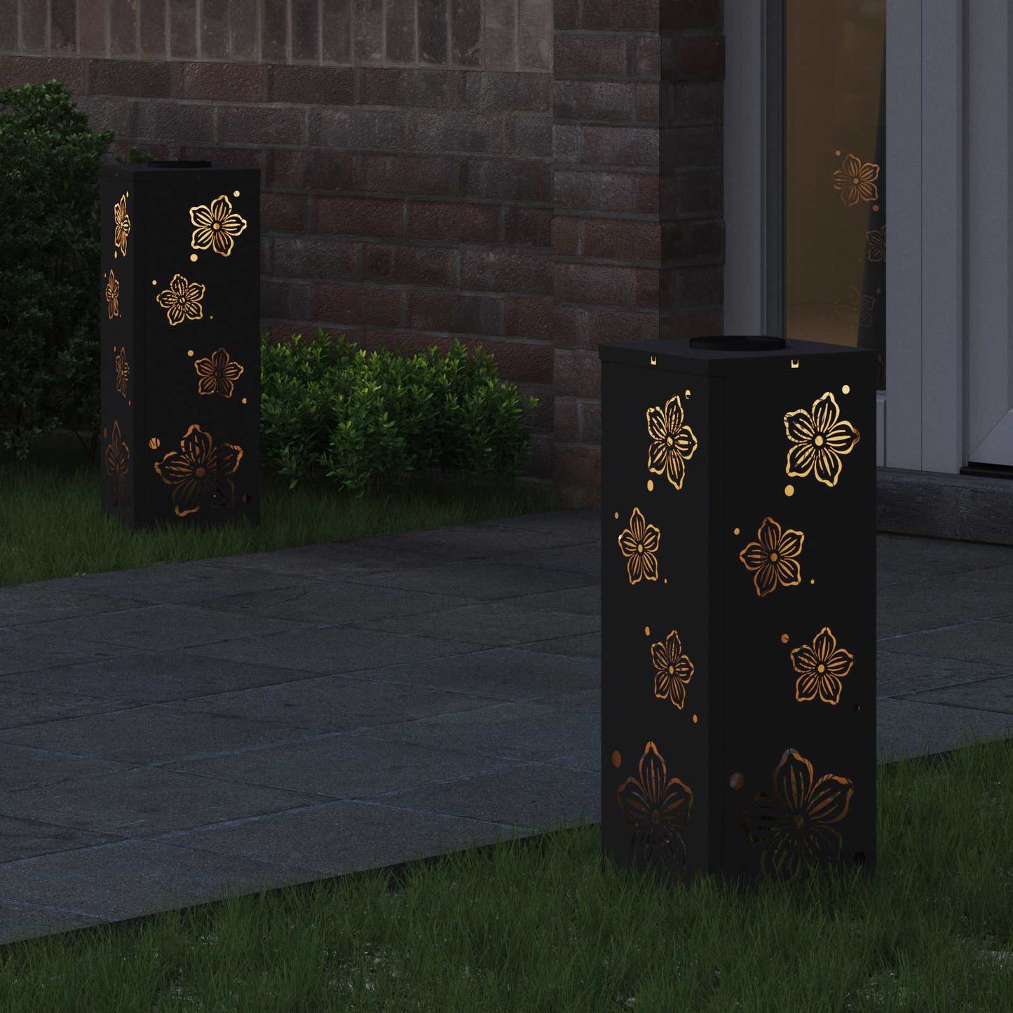 Faro LED solare per sentieri 2 pcs Nero