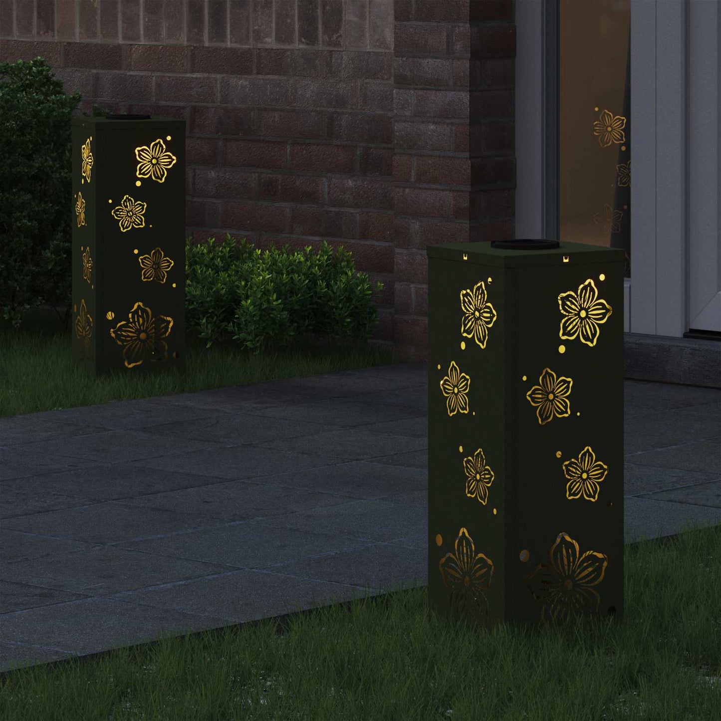 Faro LED solare per sentieri 2 pcs Verde oliva