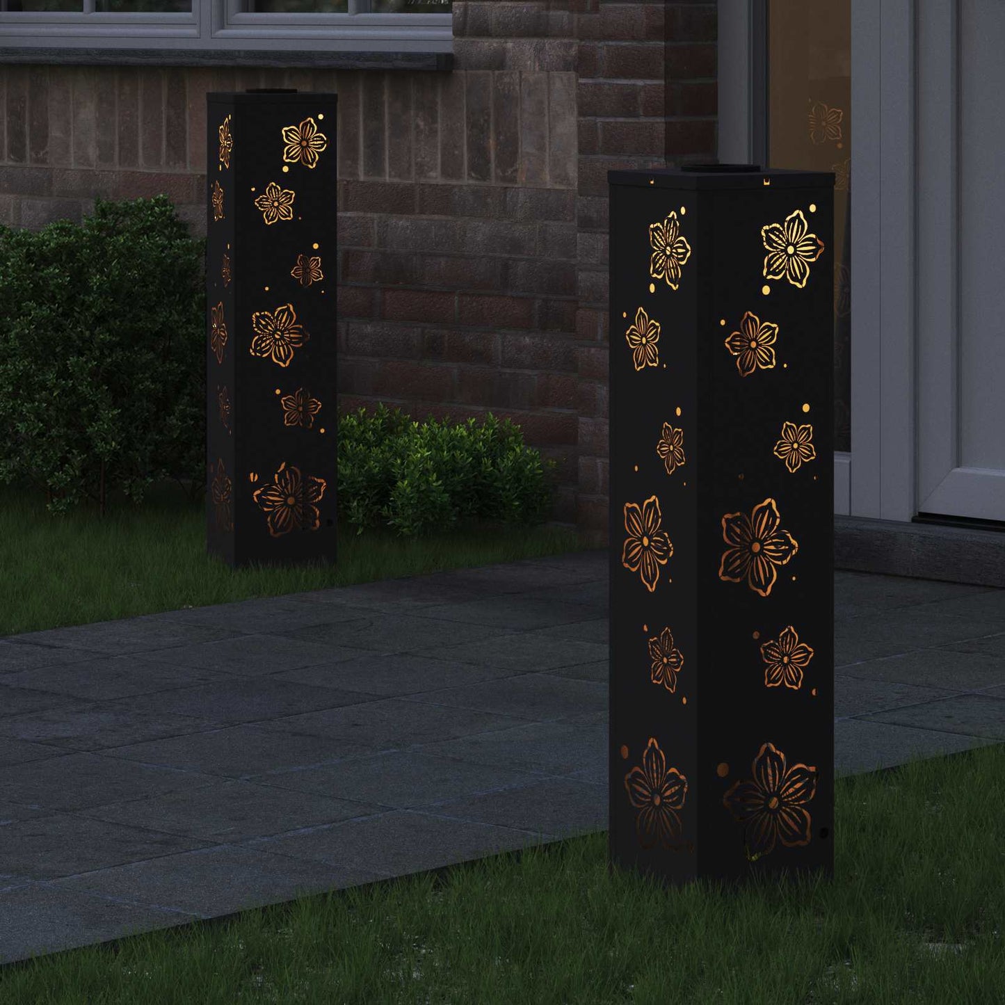 Faro LED solare per sentieri 2 pcs Nero