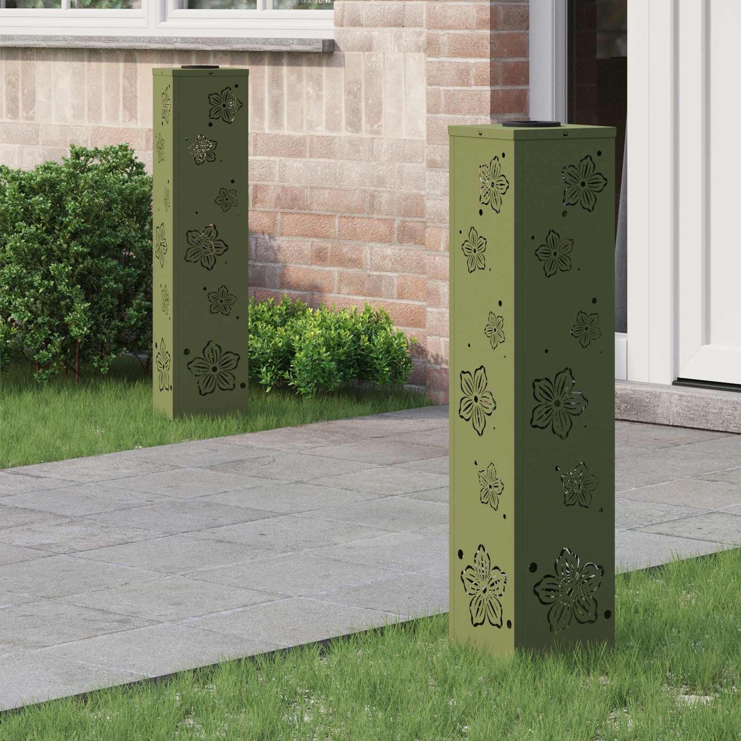 Faro LED solare per sentieri 2 pcs Verde oliva