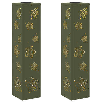 Faro LED solare per sentieri 2 pcs Verde oliva