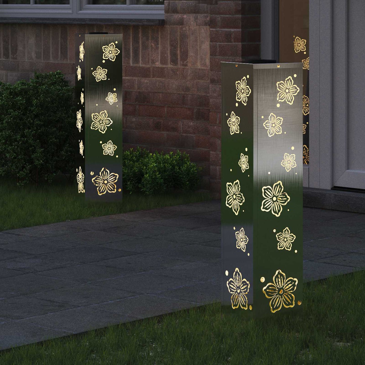 Faro LED solare per sentieri 2 pcs Argento Acciaio inossidabile