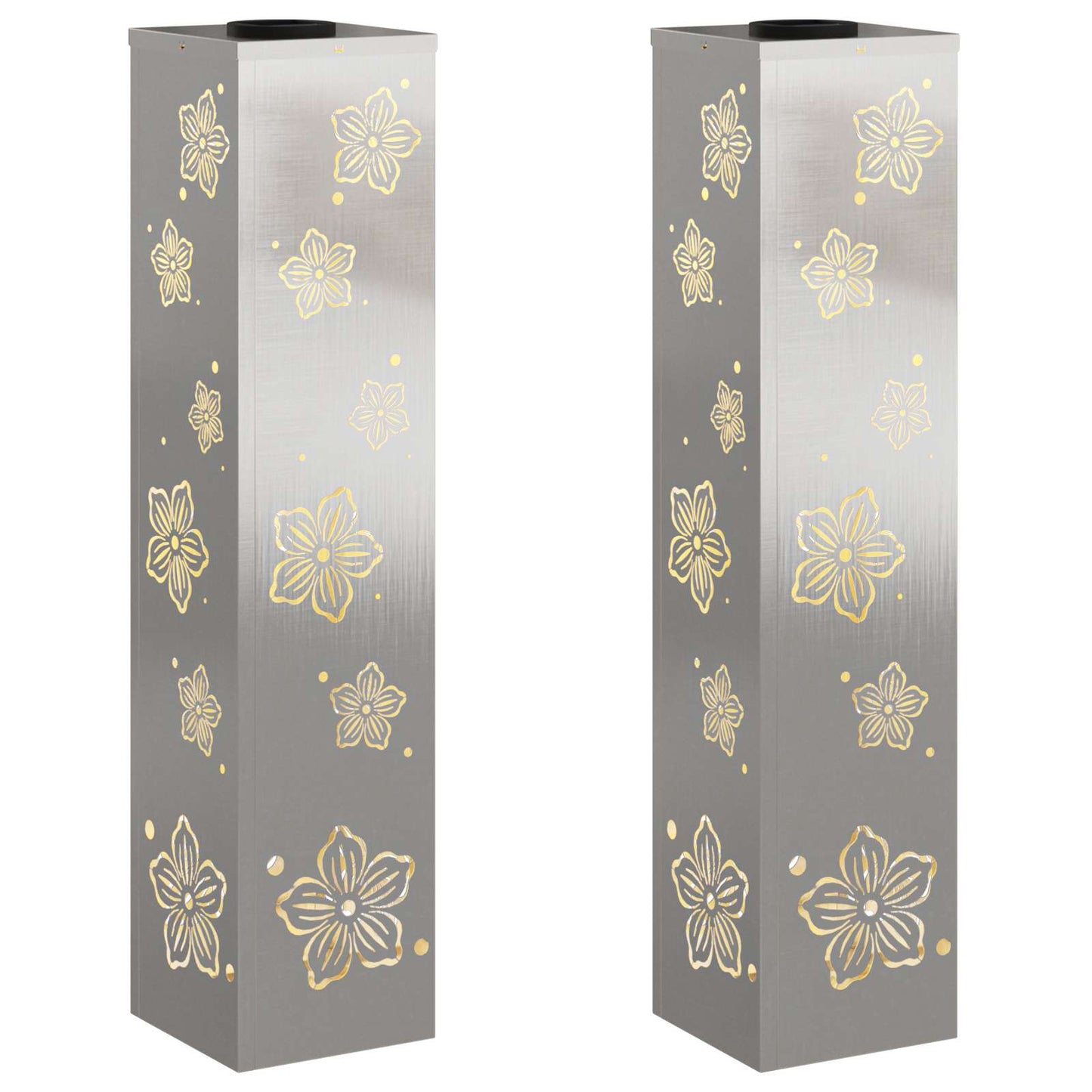 Faro LED solare per sentieri 2 pcs Argento Acciaio inossidabile