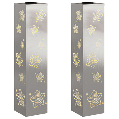 Faro LED solare per sentieri 2 pcs Argento Acciaio inossidabile