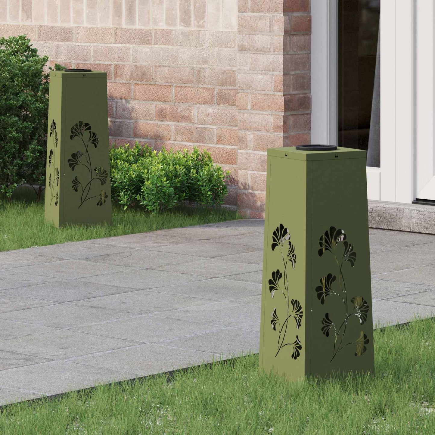 Faro LED solare per sentieri 2 pcs Verde oliva