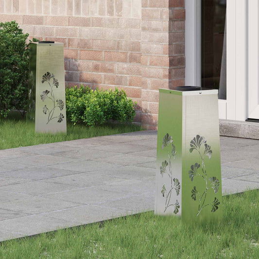 Faro LED solare per sentieri 2 pcs Argento Acciaio inossidabile - homemem39