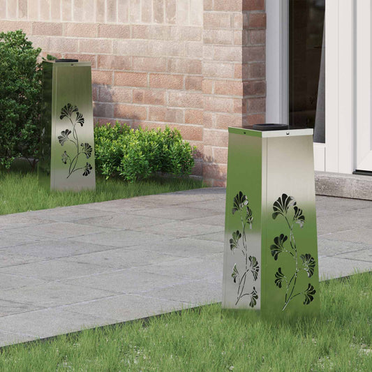 Faro LED solare per sentieri 2 pcs Argento Acciaio zincato - homemem39