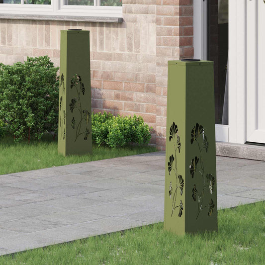 Faro LED solare per sentieri 2 pcs Verde oliva - homemem39