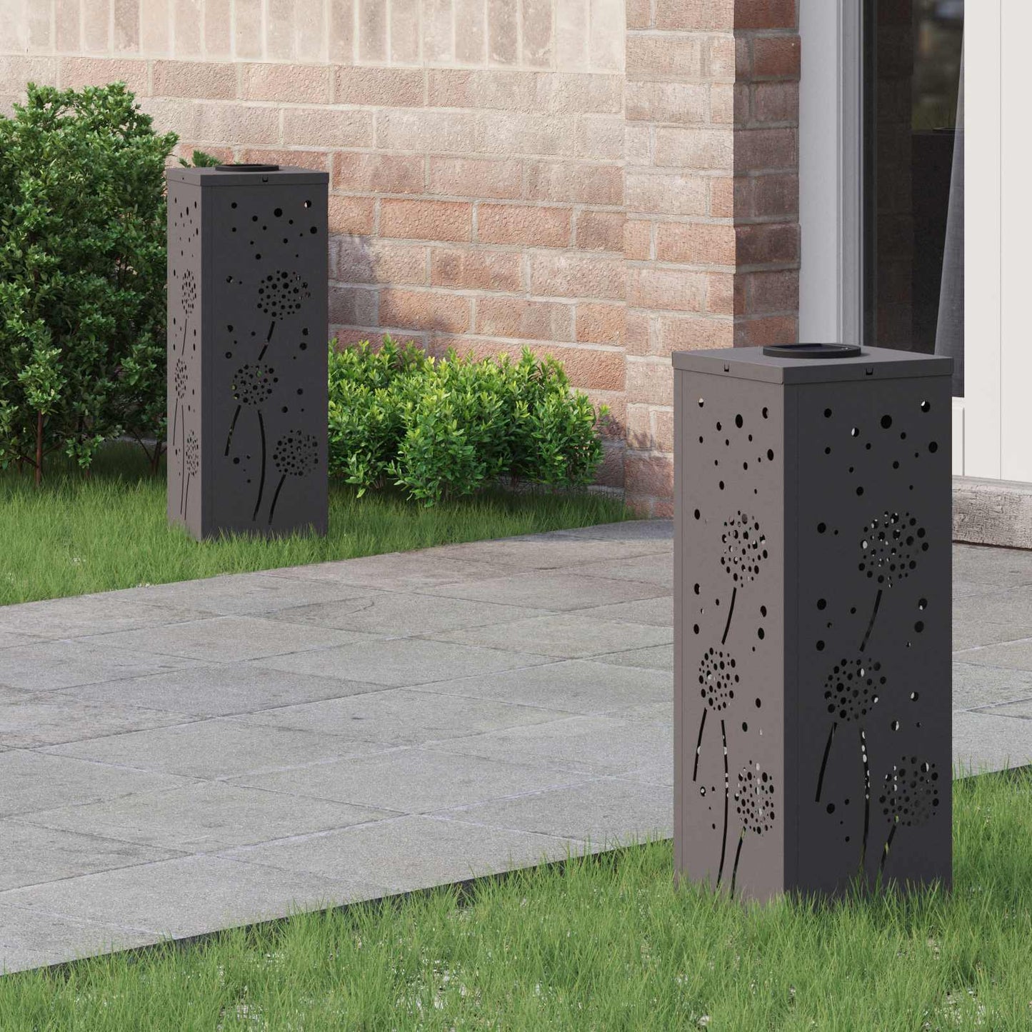 Faro LED solare per sentieri 2 pcs Nero