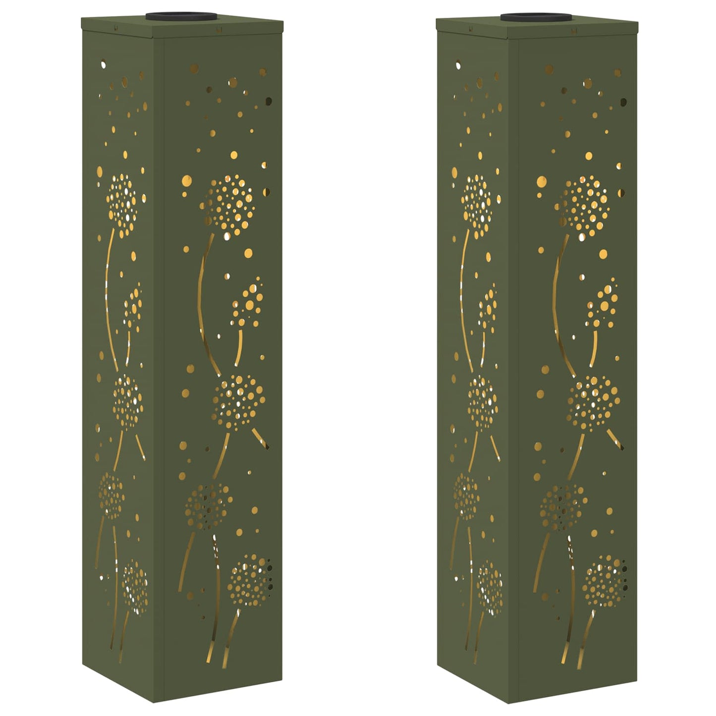 Faro LED solare per sentieri 2 pcs Verde oliva