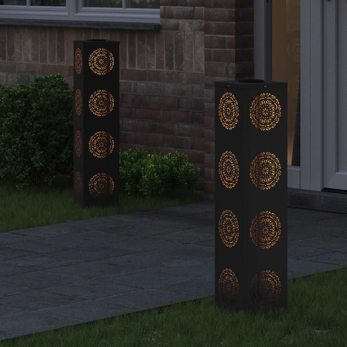 Faro LED solare per sentieri 2 pcs Nero